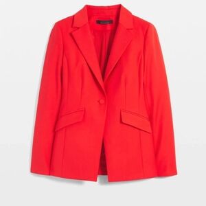 New White house Black Market WHBM One Button Blazer Red Flamenco Sz 2